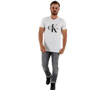 Calvin Klein Herren T-Shirt Kurzarm Core Monologo Slim Fit, Weiß (Bright White), XS