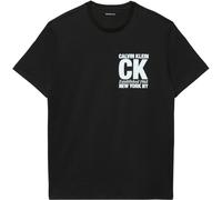 Calvin Klein Herren T-Shirt Kurzarm Corner Graphic mit Logo, Schwarz (Black), L