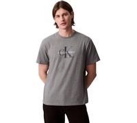 Calvin Klein Herren T-Shirt Kurzarm Monologo Tee aus Baumwolle, Grau (Med Grey Htr), M