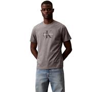Calvin Klein Herren T-Shirt Kurzarm Monologo Tee aus Baumwolle, Grau (Med Grey Htr), XL