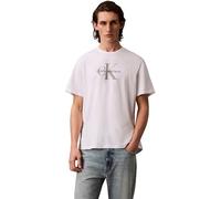 Calvin Klein Herren T-Shirt Kurzarm Monologo Tee aus Baumwolle, Weiß (Brilliant White), M