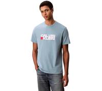 Calvin Klein Herren T-Shirt Kurzarm Redbox Graphic Tee mit Logo, Blau (Smoke Blue), XL