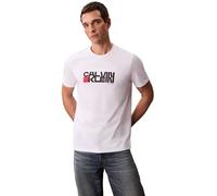 Calvin Klein Herren T-Shirt Kurzarm Redbox Graphic Tee mit Logo, Weiß (Brilliant White), M