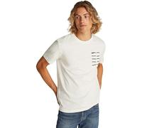 Calvin Klein Herren T-Shirt Kurzarm Serif Box Graphic Tee aus Baumwolle, Beige (Tofu), XS