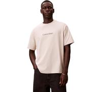 T-Shirt CALVIN KLEIN "SS RLXD STANDARD LOGO CREWNK TEE", Damen, Gr. XL, oatmeal, Single Jersey, Obermaterial: 100% Baumwolle, unifarben, relaxed fit hüftlang, Rundhals, eingesetzt abgesteppte Kante, S