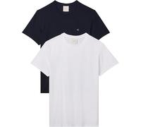 T-Shirt CALVIN KLEIN "2 Pack SS STRETCH COTTON SLIM TEE", Herren, Gr. XXL, hellweiß, schwarz sapphire, Single Jersey, Obermaterial: 95% Baumwolle, 5% Elasthan, unifarben, slim fit normal, Rundhals, ei