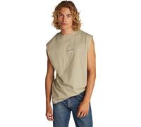 Calvin Klein Herren Tank Top Monologo Sleeveless Tee Relaxed Fit, Beige (Aluminum), XS