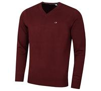 Calvin Klein Herren V-Ausschnitt Soft Cotton Pullover - Burgundy - S
