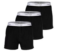 Calvin Klein Herren Web-Boxershorts, 3er Pack - Woven Boxers, Boxer Slim, Icon Stretch, Logobund Schwarz S