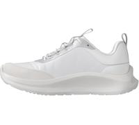 Plateausneaker CALVIN KLEIN "LIGHT EVA RUN ESS LAC NY-SU WMN", Damen, Gr. 38, weiß, silberfarben, Lederimitat, Textil, Veloursleder, unifarben mit Farbeinsatz, Schuhe Plateausneaker, Schnürschuh, Halb