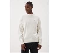Strickpullover CALVIN KLEIN JEANS "LS EZ COTTON CREWNK SWEATER 12GG", Herren, Gr. XL, tofu, Strick, Obermaterial: 100% Baumwolle, lässig geschnitten normal, Rundhals, angeschnitten Rippbündchen, Pullo