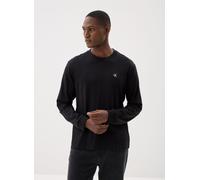 Langarmshirt CALVIN KLEIN JEANS "LS EASY MONOGRAM TEE", Herren, Gr. S, schwarz, Web, Obermaterial: 100% Baumwolle, unifarben, regular fit normal, Rundhals, eingesetzt angesetztes Bündchen, Shirts Lang
