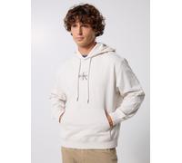 Sweatshirt CALVIN KLEIN JEANS "LS EU 350TERRY MICRO MONOLOGO HO", Herren, Gr. M, grau (chalk), Sweatware, Obermaterial: 100% Baumwolle, casual, regular fit normal, Rundhals, Langarm eingesetzt Bündche