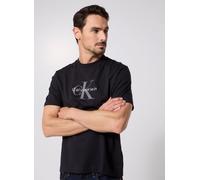 T-Shirt CALVIN KLEIN JEANS "SS Hero Monologo Tee 20s", Herren, Gr. M, schwarz, Web, Obermaterial: 100% Baumwolle, unifarben, lässig geschnitten normal, Rundhals, eingesetzt abgesteppte Kante, Shirts T