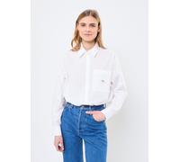 Calvin Klein Damen Hemd Woven Label Relaxed Fit, Weiß (Bright White), L