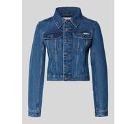 Calvin Klein Jeans Cropped Jeansjacke mit Label-Detail in Jeansblau Melange, Größe XS