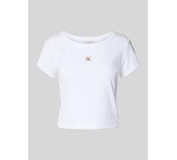 Calvin Klein Jeans Cropped T-Shirt mit Label-Detail in Weiss, Größe M