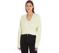 Calvin Klein Jeans Damen Cardigan Label Chunky Sweater Strickjacke, Grün (Canary Green), M