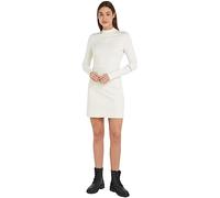 Calvin Klein Jeans Damen Kleid Coated Milano A-Line Langarm, Weiß (Ivory), S