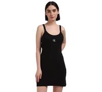 Spaghettikleid CALVIN KLEIN JEANS "WOVEN LABEL RIB TANK DRESS" Gr. L (40), N-Gr, schwarz (ck black) Damen Kleider Shirtkleider mit Logopatch (14065211-L)