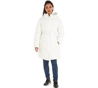 Calvin Klein Jeans Damen Mantel Logo Belt Long Puffer Winter, Weiß (Ivory), M