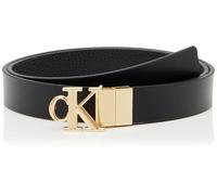 Calvin Klein Damen Monogram Placque Buckle 25Mm Rev Lv04K7005G Gürtel, Black (Black/CK Light Gold), 80 cm