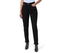 Mom-Jeans CALVIN KLEIN JEANS "NEW MOM JEAN", Damen, Gr. 31, Länge 32, schwarz (soft schwarz), Denim/Jeans, Obermaterial: 99% Baumwolle, 1% Elasthan, gerade, unten schmal lang, Jeans, mit Markenlabel a