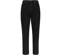 Mom-Jeans CALVIN KLEIN JEANS "NEW MOM JEAN", Damen, Gr. 27, Länge 30, schwarz (soft schwarz), Denim/Jeans, Obermaterial: 99% Baumwolle, 1% Elasthan, gerade, unten schmal lang, Jeans, mit Markenlabel a