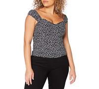 Calvin Klein Jeans Damen Off The Shoulder Top Hemd, Black with White Ditsy Floral, XS