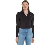 Calvin Klein Jeans Damen Poloshirt Langarm Milano Regular Top Polo-Kragen, Schwarz (Ck Black), M