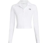 Calvin Klein Jeans Damen Poloshirt Langarm Milano Regular Top Polo-Kragen, Weiß (Bright White), M