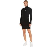 Calvin Klein Jeans Damen Pullover-Kleid Badge Roll Neck Langarm, Schwarz (Ck Black), L