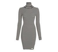 Calvin Klein Jeans Damen Strickkleid aus Bio-Baumwolle WOVEN LABEL TIGHT SWEATER DRESS, schwarz, Gr. M