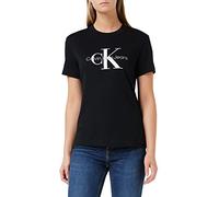 Calvin Klein Damen T-Shirt Kurzarm Core Monologo Rundhalsausschnitt, Schwarz (Ck Black), XL