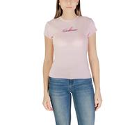 Calvin Klein Jeans Damen T-Shirt Rosa Bio-Baumwolle Frühjahr - Größe: L