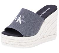 Calvin Klein Jeans Damen Wedge Espadrilles Slide aus Canvas, Mehrfarbig (Black Salt And Pepper), 39