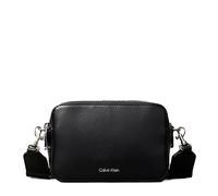 CALVIN KLEIN Damen Webbing Double Strap Camera Bag Lv04F3165G Crossover, Black (Black/Shiny Nickel)