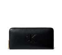 Geldbörse CALVIN KLEIN "RAISED CK LONG ZIP AROUND", schwarz, Lederimitat, unifarben, Basic, Kleinlederwaren, Damen Geldbeutel, Portemonnaie mit CK-Logo (81758245-0) schwarz