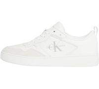 Calvin Klein Jeans Herren Court Sneaker Low Top aus Leder, Weiß (Triple Bright White), 45