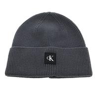 Calvin Klein Jeans Herren Beanie K50K509896 – Monogram Rubber Patch, Grau (Industrial Grey) One Size