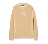 Calvin Klein Jeans Herren Pullover Monologo Sweater Strickpullover, Beige (Warm Sand), M