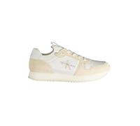 Calvin Klein Jeans Herren Runner Sneaker Nylon Leather Sportschuhe, Weiß (Bright White/Eggshell), 41