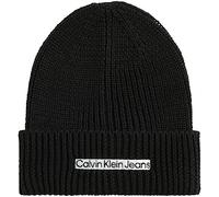 Calvin Klein Jeans Herren Strickmütze Institutional Patch Wintermütze, Schwarz (Black), Onesize