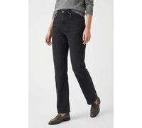 Straight-Jeans CALVIN KLEIN JEANS "HGH RS STRGHT CK ESS", Damen, Gr. 32, Länge 30, midnight schwarz, Denim/Jeans, Obermaterial: 99% Baumwolle, 1% Elasthan, straight fit lang, Jeans Straight-Jeans, Mit