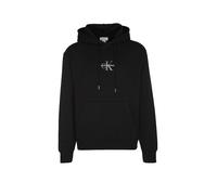 Sweatshirt CALVIN KLEIN JEANS "LS EU 350TERRY MICRO MONOLOGO HO", Herren, Gr. XL, schwarz, Sweatware, Obermaterial: 100% Baumwolle, unifarben, regular fit normal, Rundhals, eingesetzt Bündchen, Sweats