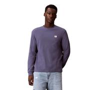 Langarmshirt CALVIN KLEIN JEANS "LS WAFFLE BADGE CREWNK TEE", Herren, Gr. S, blau nomad, Single Jersey, Obermaterial: 60% Baumwolle, 40% Polyester, klassisch normal, Rundhals, eingesetzt Rippbündchen,