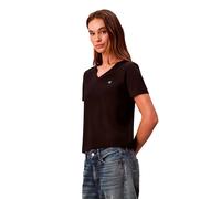 Calvin Klein Damen T-Shirt Kurzarm Archive Jersey Tee mit V-Ausschnitt, Schwarz (Black), XL