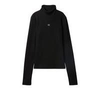 Calvin Klein Damen Langarmshirt Woven Turtleneck mit Rollkragen, Schwarz (Black), S