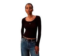 Calvin Klein Damen Ls Woven Label 2x2 Baby Rib Scoo Lv047d218g T-Shirts