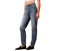 Mom-Jeans CALVIN KLEIN JEANS "NEW MOM JEAN", Damen, Gr. 26, Länge 32, delaware, Denim/Jeans, Obermaterial: 99% Baumwolle, 1% Elasthan, gerade, unten schmal lang, Jeans, mit Markenlabel am Bund (497803